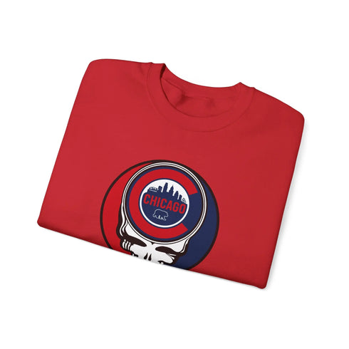 Grateful Dead - Chicago Cubs Stealie Grateful Dead Crewneck Sweatshirt - MLB - StealieShop